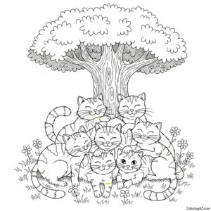 cat family coloring pages 1