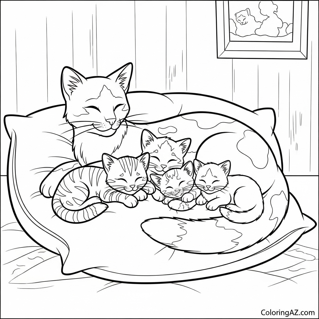Mom cat with kittens