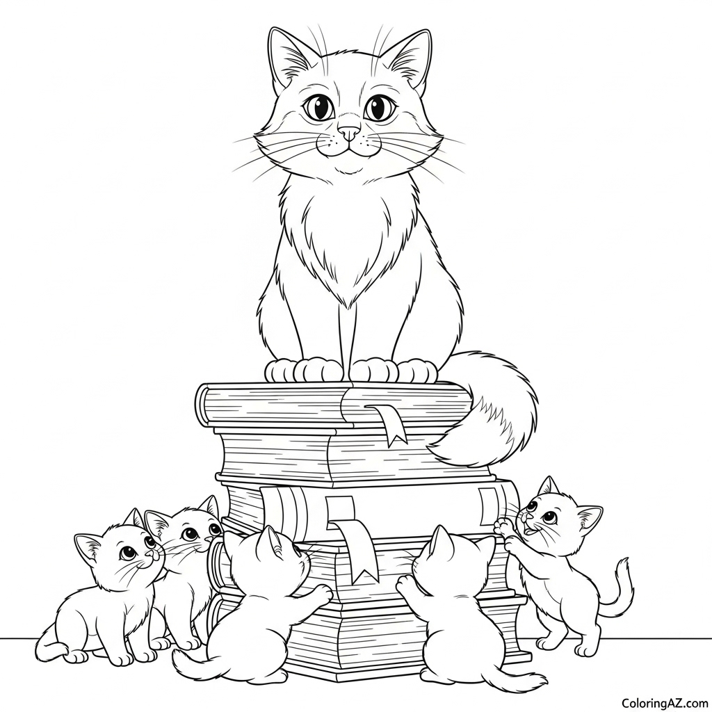 Happy cat family portrait