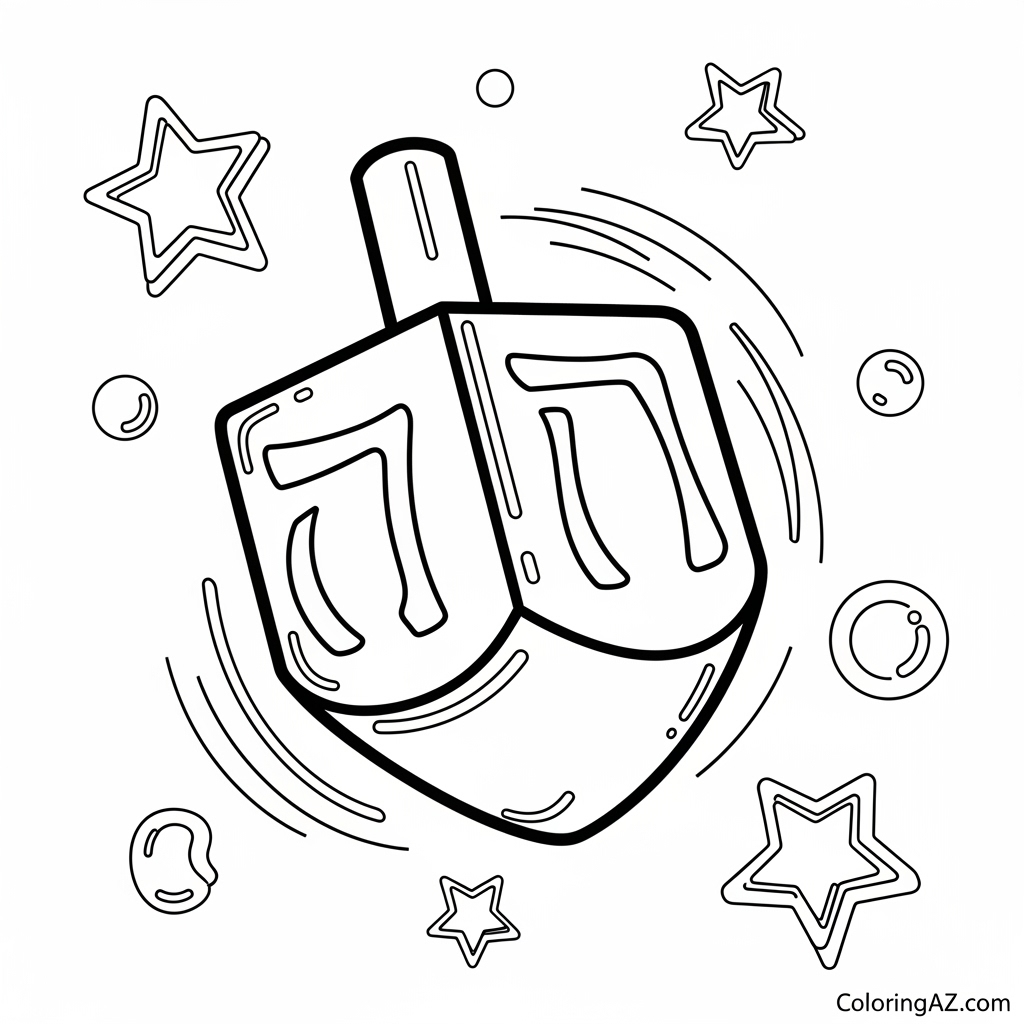 Dreidel with color by number guide