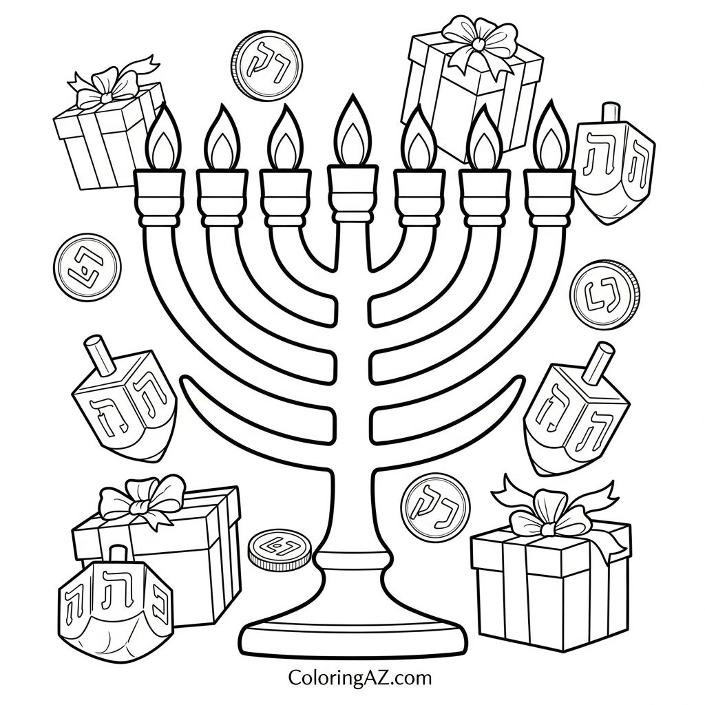Chanukah-themed color by number
