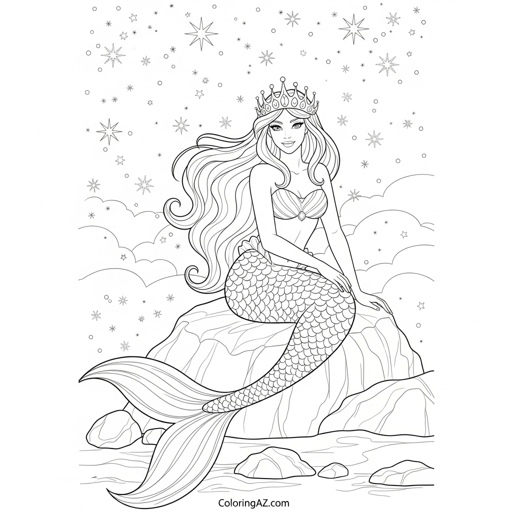 Color Online Christmas Ariel Coloring Pages