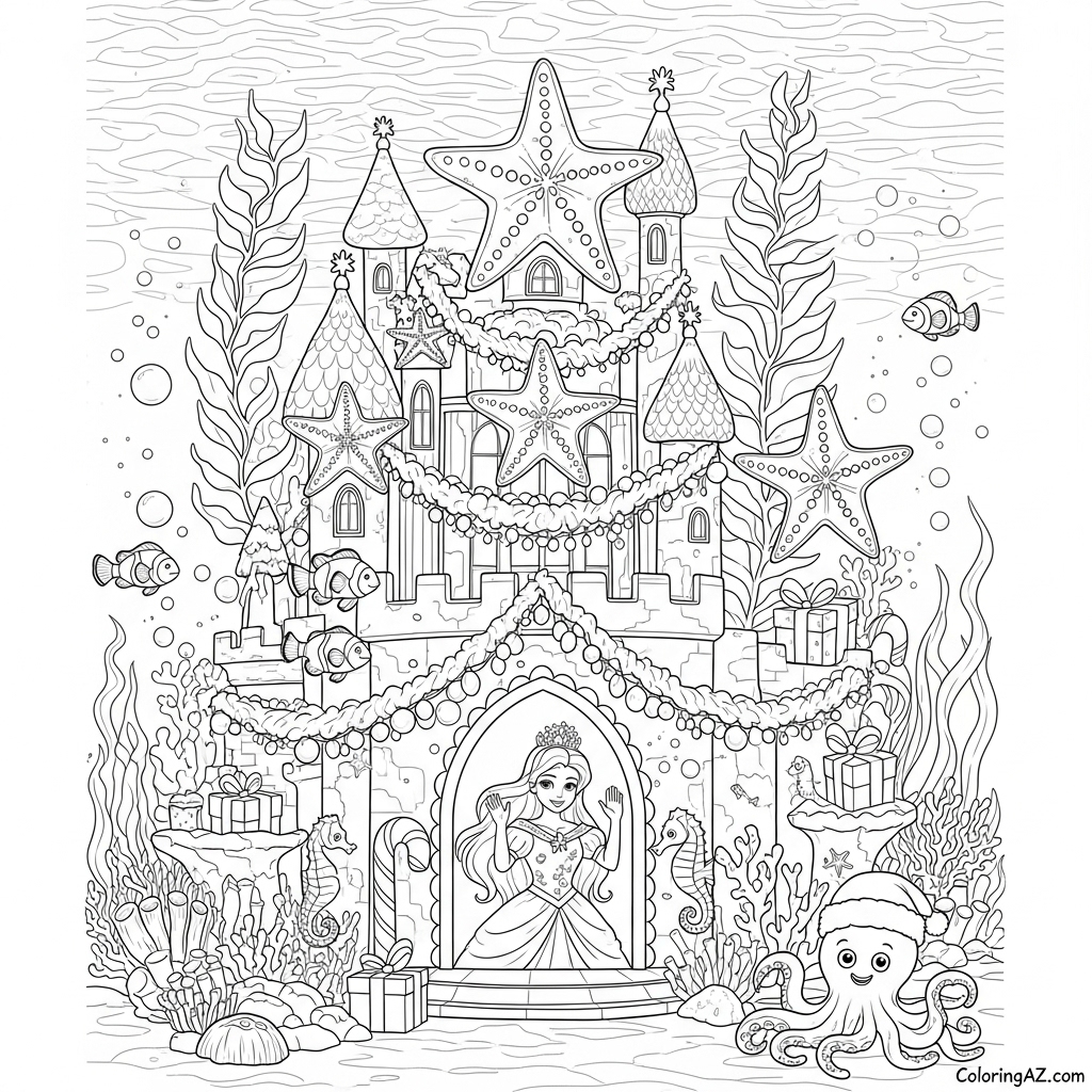 Printable Free Christmas Ariel Coloring Sheets