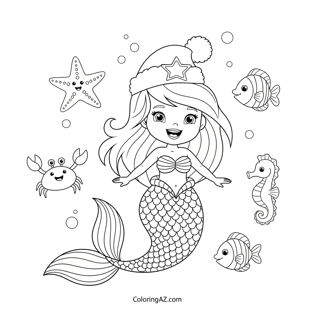 Ariel Christmas Drawing Ideas for Kids