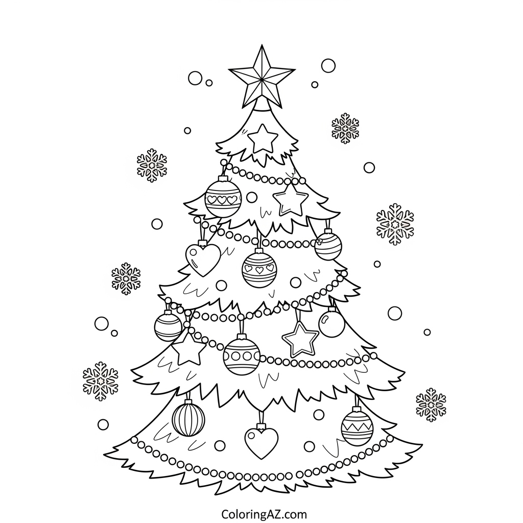 Color Online Free Christmas Tree Coloring Pages on ColoringAZ