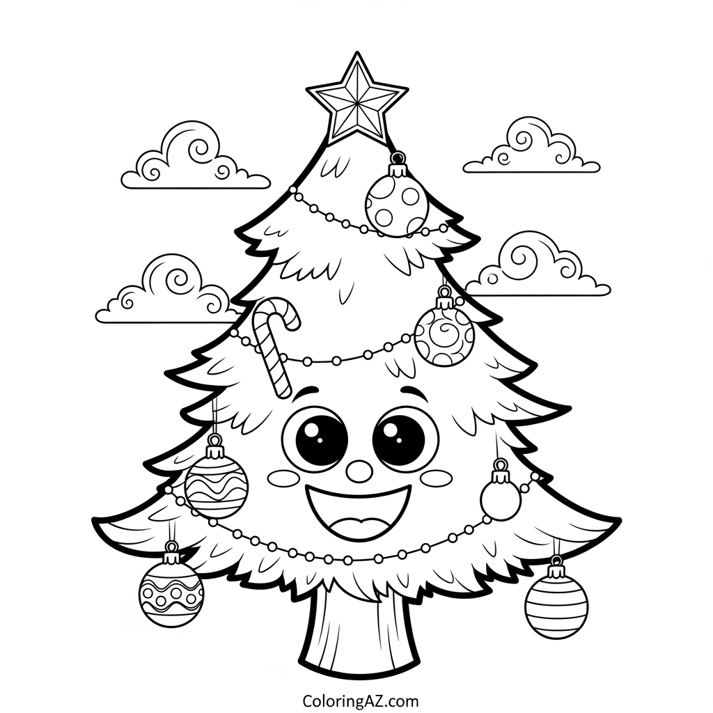 Cute Christmas Tree Coloring Ideas from ColoringAZ