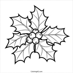 christmas holly pictures to color 1