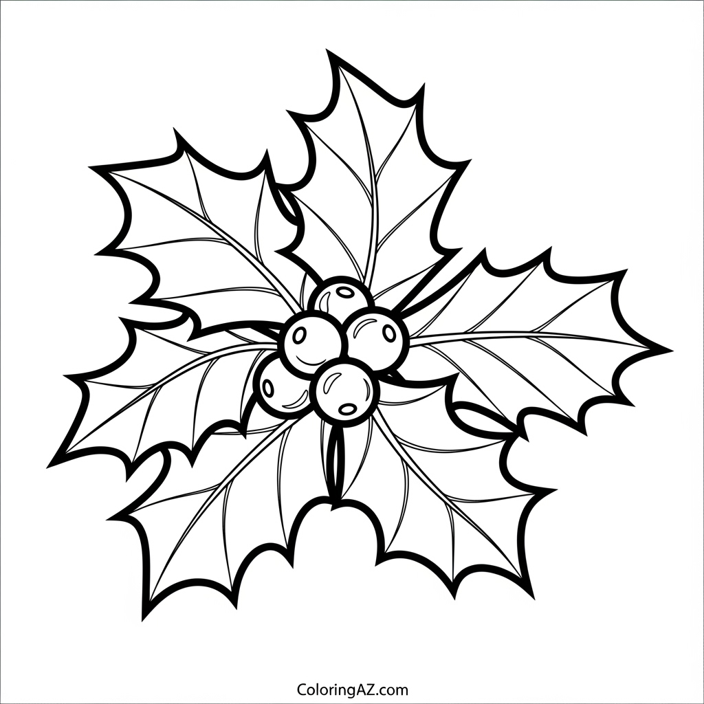 christmas holly pictures to color 1