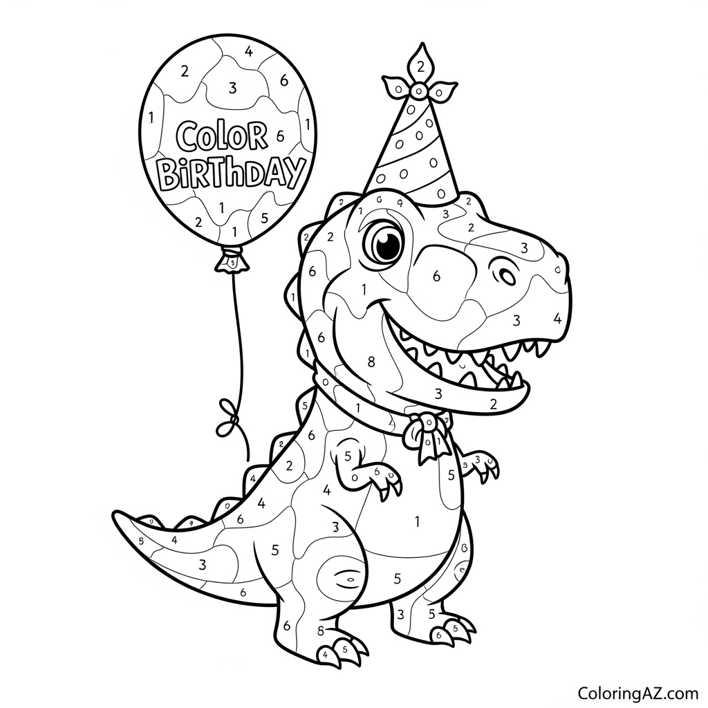 Color by Number Dinosaur Interactive Coloring Online