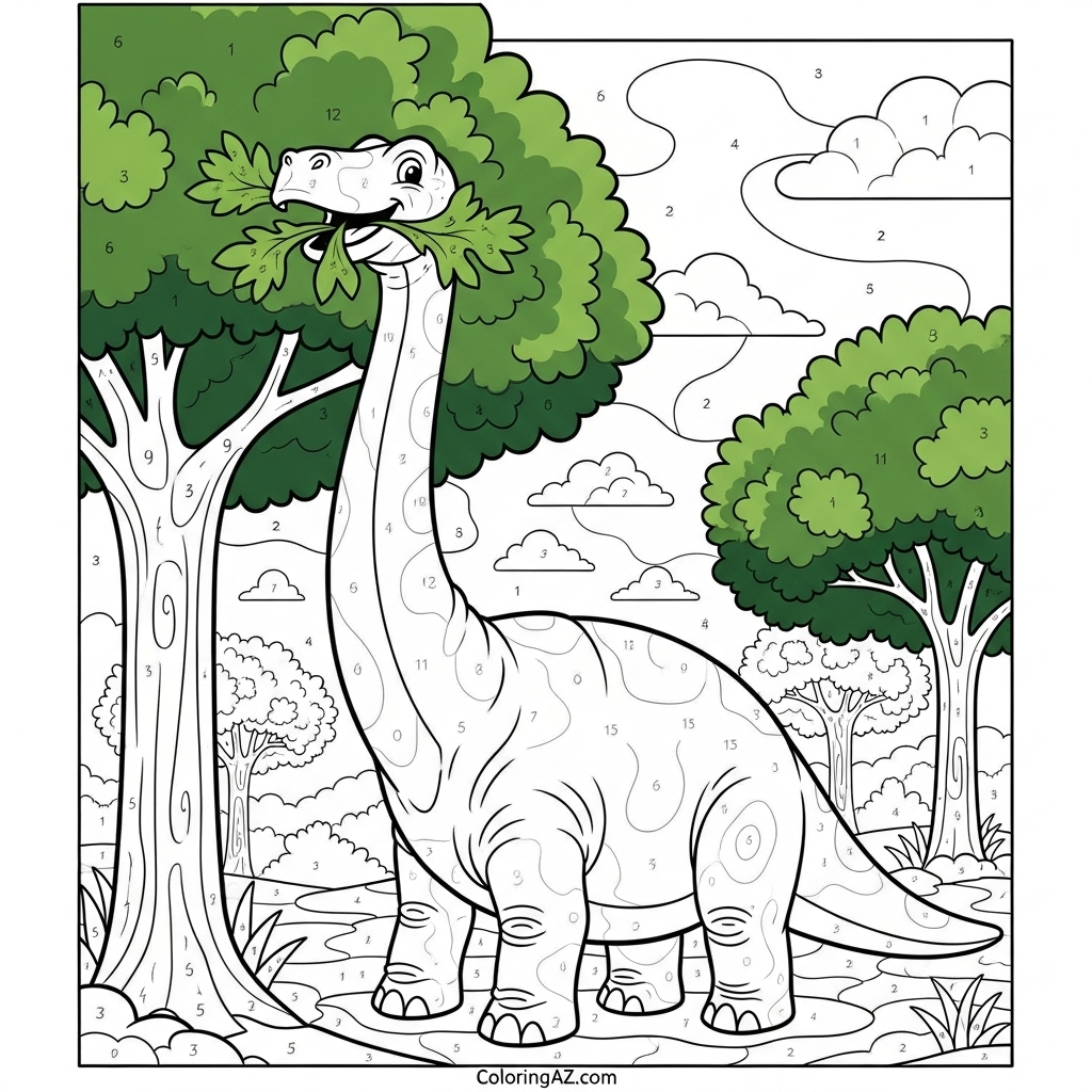 Downloadable Color by Number Dinosaur Sheets