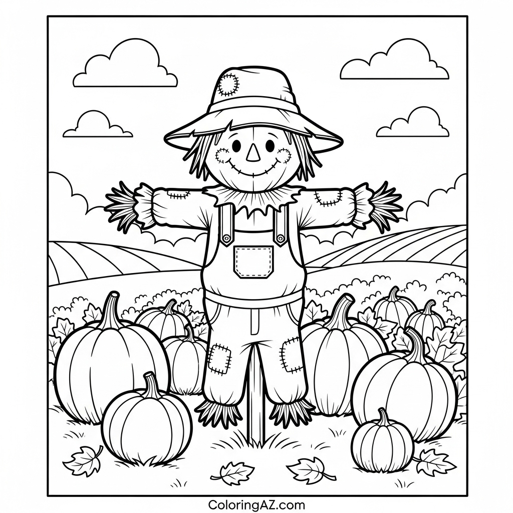 Pumpkin Coloring Sheets and Autumn Leaf Pages