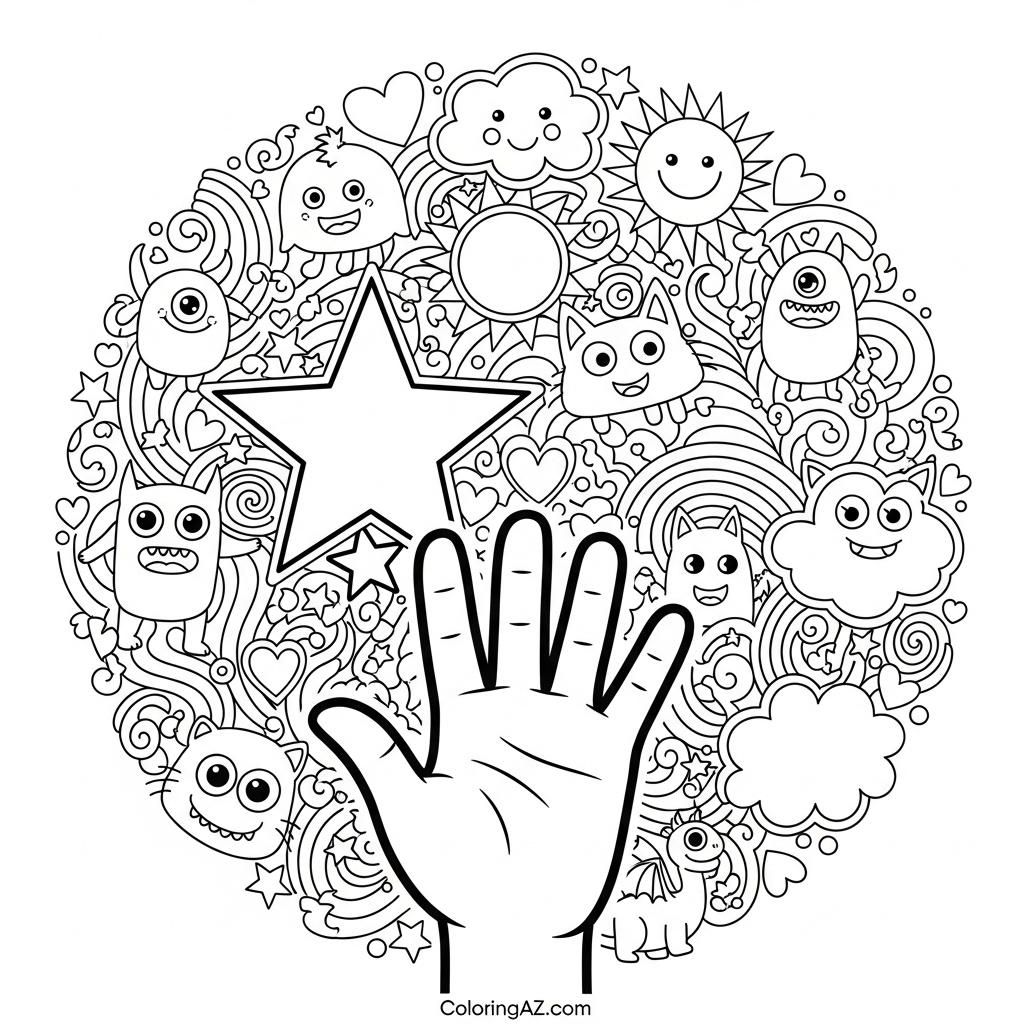 Printable Coloring Sheets of Hand Designs