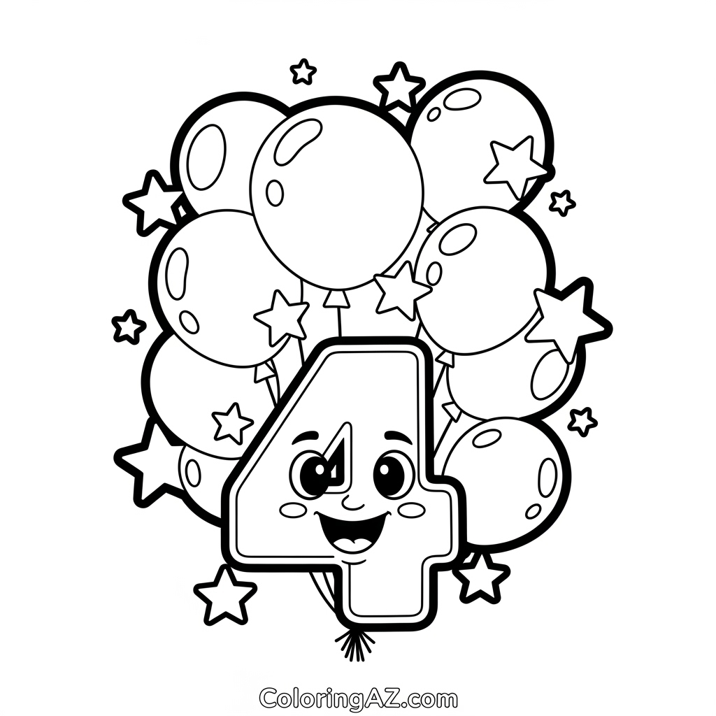 Interactive Number 4 Coloring Online