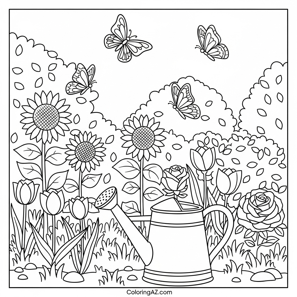 Easy Plant Coloring Page for Preschoolers