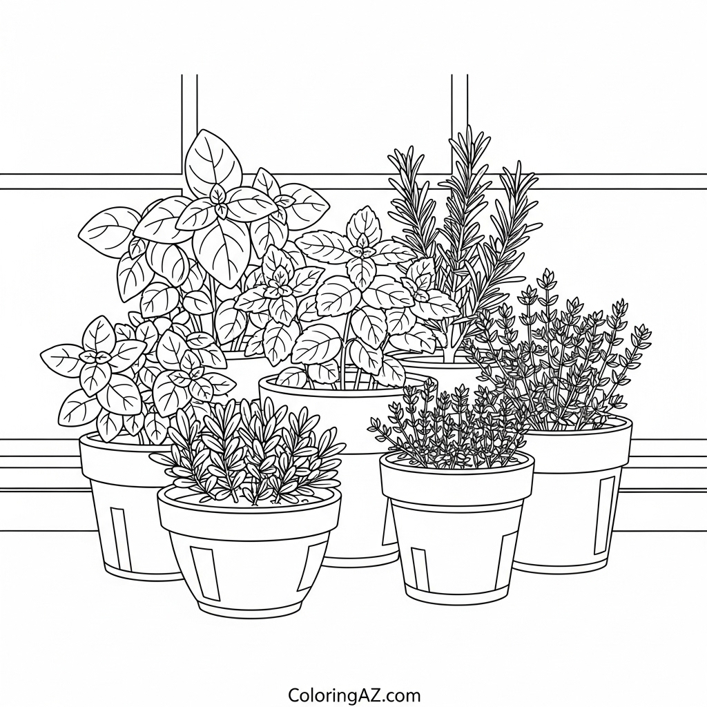 Nature-Themed Plant Coloring Page